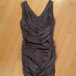 Dolce & Gabbana Gray Silk Ruched Sleeveless Cocktail Dress